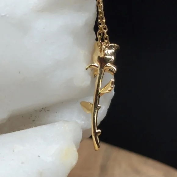 Minimalist Jewelry Dainty Rose pendant 14K Gold plated Hypoallergenic